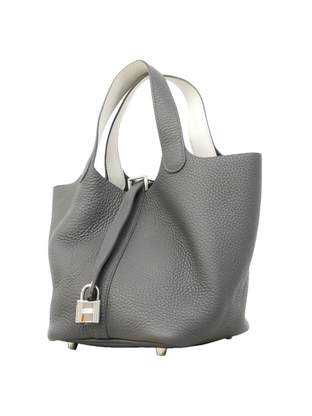 Hermes Handbag Picotin Lock PM Eclat Taurillon Clemence Swift Ardoise Gray